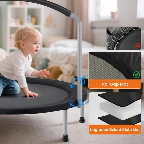 Miniatura 4 de ATIVAFIT Trampolín infantil de 36 pulgadas con mango grande, compacto para interiores y exteriores, mini trampolín para niños pequeños (2-6 años)