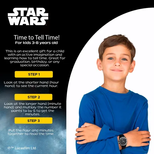 Miniatura 5 de STAR WARS Reloj de pulsera de nailon analógico de cuarzo para niños