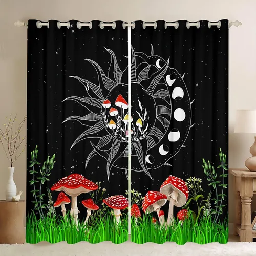 Miniatura 34 de Manfei Cortinas opacas negras de panal de abeja con luces de neón azul real, tratamientos de ventana con estampado geométrico hexagonal, decoración