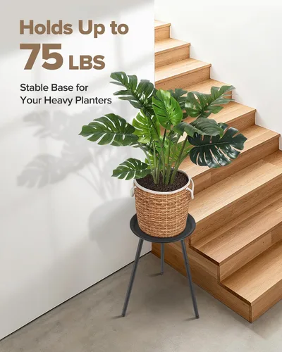 Miniatura 7 de Soporte alto para plantas de interior, soportes de metal para plantas de interior de mediados de siglo, mesa de altura ajustable para macetas