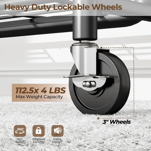 Miniatura 4 de HYSEYY - Perchero para ropa de gran capacidad de 450 LBS, perchero de metal para ropa, perchero rodante de pie para colgar ropa con ruedas