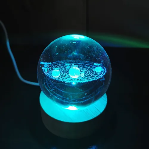 Miniatura 2 de Zabalar Luz nocturna de bola de cristal 3D con base de luz LED colorida, regalo del día de San Valentín, luces LED, lámpara de mesa que cambia