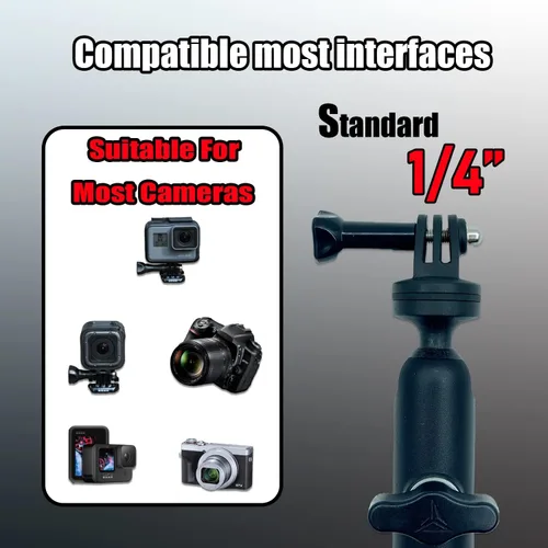 Miniatura 4 de Soporte de cámara de motocicleta de 360° para GoPro Bike Holder Soporte de montaje de manillar 1/4 Soporte de metal GoPro Hero10/9/8/7/6/5/4/3+