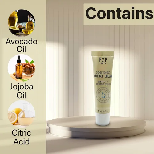 Miniatura 3 de P2P Nails Crema nutritiva para cutículas secas, secado rápido, suavizante natural con infusión de aceite para uñas y cutículas, fórmula hidratante