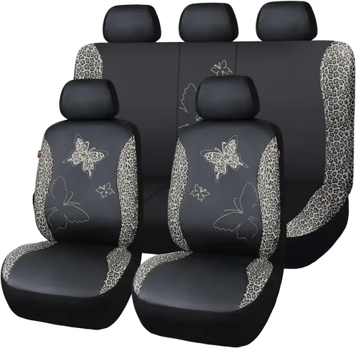 Miniatura 35 de Flying Banner - Juego completo de fundas para asiento de automóvil Butterfly, estilo universal de moda para mujer, para banco trasero (divisible)