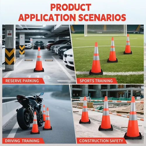 Miniatura 7 de Conos de seguridad de tráfico de PVC naranja de 28 pulgadas con base negra resistente y collares reflectantes de 6 pulgadas + 4 pulgadas para conos