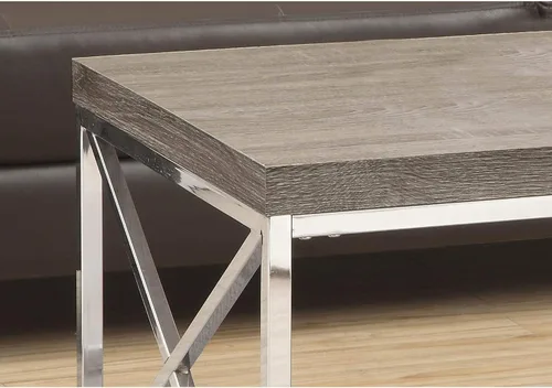 Miniatura 4 de Mesa de centro, metal cromado, Madera, Gris topo oscuro