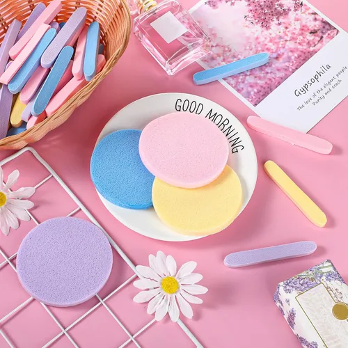 Miniatura 5 de 480 esponjas faciales comprimidas, eliminación de maquillaje, esponja de lavado facial redonda, reutilizable para limpieza, exfoliante, almohadillas