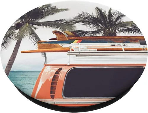 Miniatura 2 de Retro California 70s Van Beach Bum Classic Surf Vintage - PopSockets Grip and Stand for Phones and Tablets