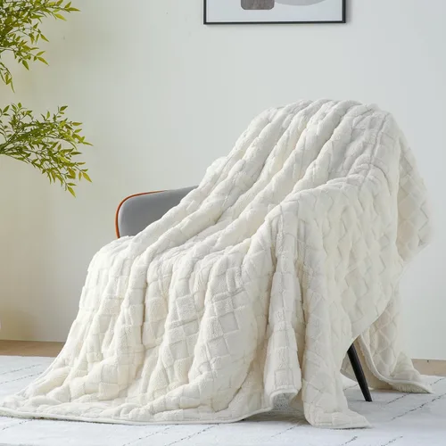 Miniatura 16 de Uttermara - Manta con peso de vellón sherpa de 15 libras para adultos, vellón ultrasuave y sherpa unicolor, manta de felpa acogedora de doble cara