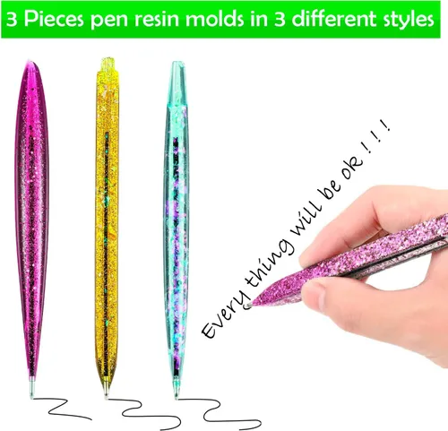 Miniatura 3 de 3 moldes de resina para bolígrafo, moldes de resina epoxi con 45 recambios de bolígrafo de tinta, moldes de silicona para bolígrafos de silicona
