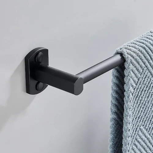 Miniatura 3 de Toallero negro, toallero de mano para baño, colgador de toallas montado en la pared, soporte para toallas de baño de cocina, barra de toalla