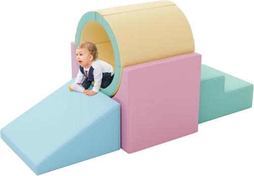 TOLEAD Túnel/Escaleras de Espuma para Trepar, Juego de Actividad de Espuma para Trepar y Arrastrarse para Niños Pequeños y Niños, Equipo de Gimnasio
