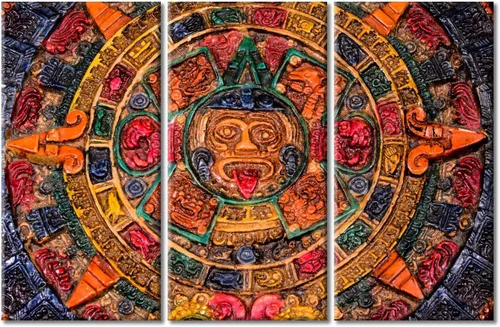 Miniatura 40 de Arte de pared de 3 piezas, pintura en lienzo del Día de los Muertos, Bailarín azteca, impresión sobre lienzo, festival mexicano, obra de arte