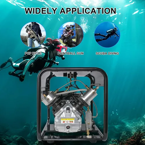 Miniatura 9 de TUXING Compresor Pcp de 4500 psi, compresor de aire de buceo de doble cilindro, versión de parada manual, bomba de aire de alta presión para pistola