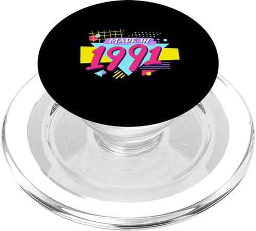 Made in 1991 90s Nostalgia Retro Vintage 1990s 33rd Birthday PopSockets MagSafe PopGrip for iPhone