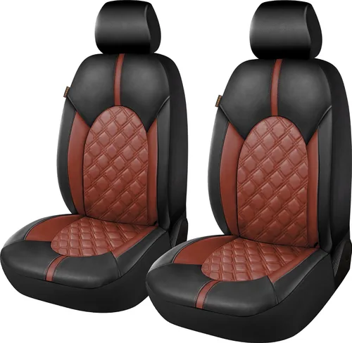 Miniatura 11 de CAROMOP Fundas de asiento de coche de cuero PU de lujo, juego delantero - Fundas de asiento impermeables y antimanchas para automóviles, fundas