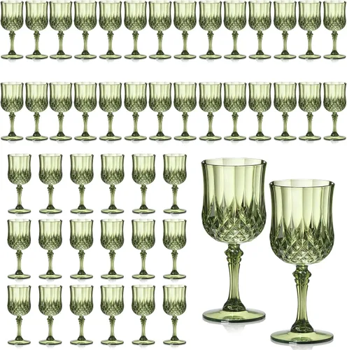 Miniatura 15 de XUWAIDSGN 48 Pcs Copas de Vino Vintage de Plástico de 7oz Vasos para Beber Vasos Irrompibles Cristalería para Bodas Copas de Agua de Cristal Goblets