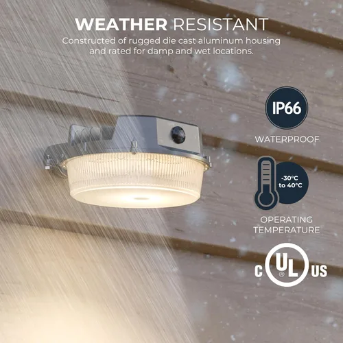 Miniatura 4 de HALO ALB - Luz LED de área de seguridad para exteriores del atardecer al amanecer con 2000 lúmenes, montaje en pared o poste, gris texturizado