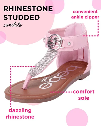 Miniatura 3 de bebe Girls' Sandals Rhinestone Studded Gladiator Sandals with Medallion (Little KidBig Kid)