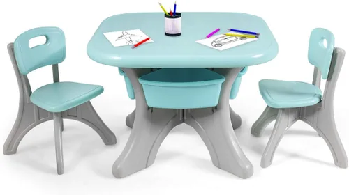 Miniatura 11 de Costzon, juego de mesa y 2 sillas para niños, para arte con cubos de almacenamiento desmontables, fuerte capacidad de carga, livianos, muebles