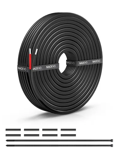 Miniatura 17 de NAOEVO Cable eléctrico de calibre 10, 2 conductores, cable de PVC trenzado de 10 AWG, bajo voltaje de 12 V/cobre estañado/cable flexible
