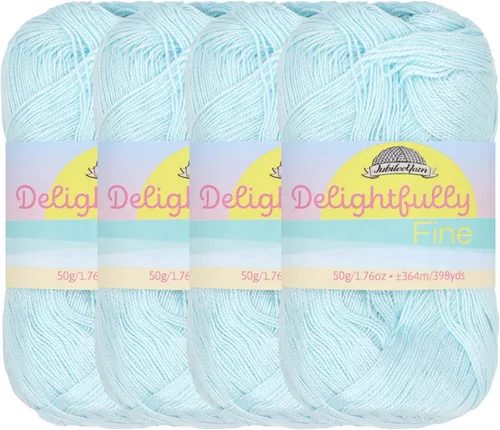 Miniatura 18 de JubileeYarn - Ovillo de hilo deliciosamente fino, 1.76 oz/madeja de rayón de bambú, color rosa polvo, 4 madejas