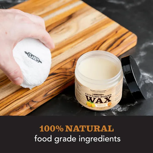Miniatura 4 de Clark's - cera de acabado para tabla de cortar. Hecha con cera de abeja natural y cera de carnaúba. Bloque de cera de carnicero