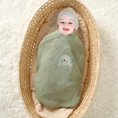 Miniatura 3 de mimixiong Manta de algodón orgánico para bebé, de punto neutro, suave, para cuna, cuarto de bebé, bebé, bebé, niña, 40 x 30 pulgadas (verde)