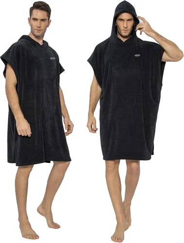 Miniatura 9 de MWTA Poncho de surf con capucha, traje de neopreno de microfibra gruesa que cambia con bolsillo para deportes acuáticos, hombres y mujeres Azul
