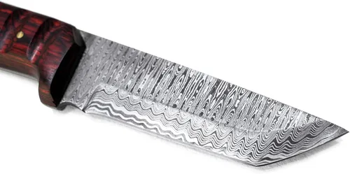 Miniatura 7 de Titan International Knives Diver Equipo de caza de acero de Damasco de alto y bajo carbono, supervivencia Tanto Point EDC hoja táctica mango