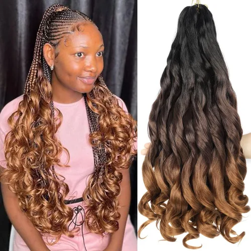Miniatura 15 de WIPPORYA Cabello Rizado Francés para Trenzar de 24 Pulgadas, 6 Paquetes de Cabello Ondulado Suelto Elástico para Crochet Pre-Estirado 3.53