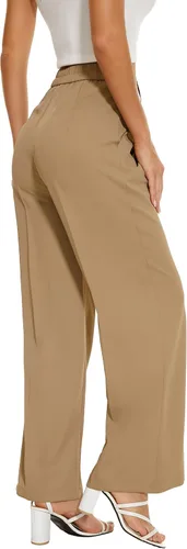 Miniatura 5 de FUNYYZO Pantalones de trabajo de cintura alta para mujer, pantalones de vestir casuales de oficina con bolsillos 2023