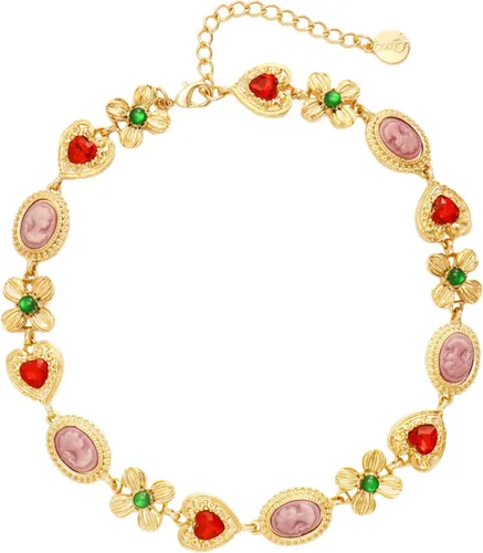 Coiris Collares gruesos de oro vintage para mujer, gargantilla medieval victoriana colorida declaración collar camafeo bizantino collar maximalista