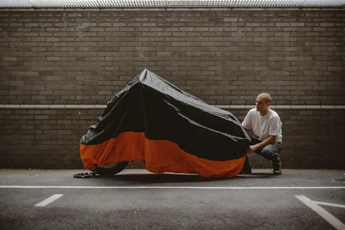 Miniatura 8 de Cubierta impermeable y de protección solar para motocicleta Tokept, colores negro y naranja (tamaño XXXL) de 116 pulgadas. Se adapta a Honda