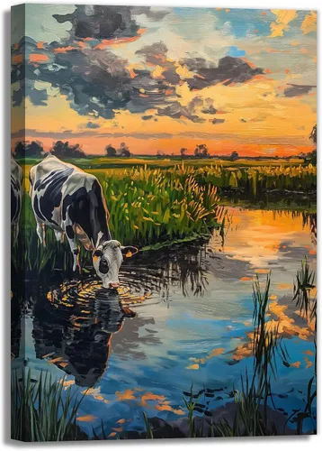 Miniatura 10 de Lienzo de caballo blanco para pared, impresión de imagen abstracta de animales, póster de arte vintage de granja, pintura de paisaje retro del Obras