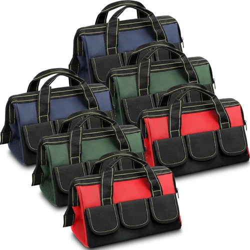 Miniatura 9 de Silkfly 6 piezas bolsa de herramientas para hombres y mujeres, bolsa de herramientas resistente con fondo duro impermeable, múltiples bolsillos