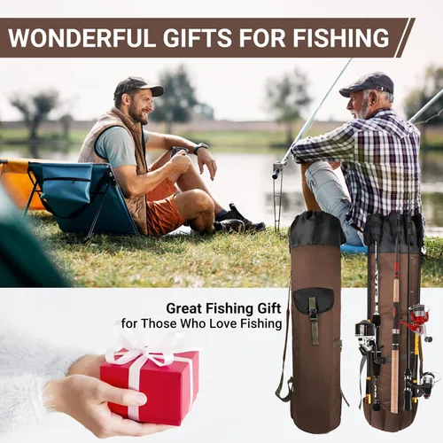 Miniatura 7 de FOUUAAOOU Bolsa para caña de pescar, bolsa para caña de pescar con tela Oxford plegable duradera, equipo de pesca portátil para hombres, regalos
