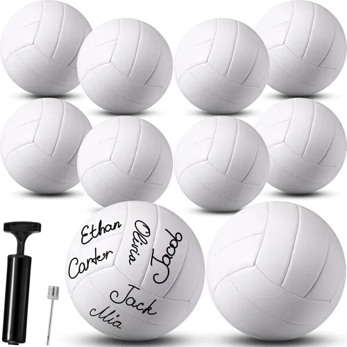Miniatura 8 de Jexine Autograph - Pelota de voleibol blanca en blanco, tamaño oficial 5, pintura de bricolaje, pelota de voleibol lisa con bomba de aguja