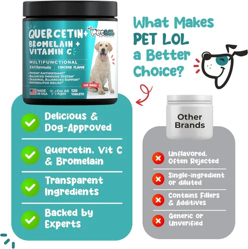 Miniatura 8 de Quercetina para perros con bromelina y vitamina C – Alivio de alergias de perros masticables para picazón en la piel, alergias estacionales y apoyo