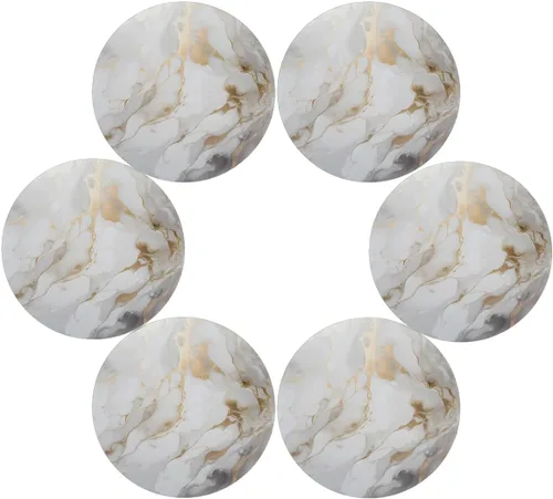 Miniatura 6 de White Gold Marble Pattern Round Place Mats Set of 1, Heat Resistant Washable Placemats Polyester Round Table Mats for Kitchen Home Decor Holiday