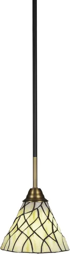 Miniatura 105 de Toltec Lighting Paramount - Mini colgante de 1 luz en acabado negro mate con cristal de arte perla de 7 pulgadas y estilo negro