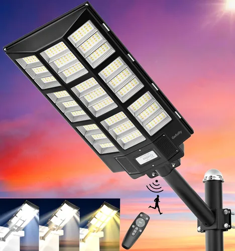 Miniatura 12 de Gefolly SL-5200W Luces solares de calle al aire libre, 520000LM luz de estacionamiento comercial, 6500K anochecer a amanecer IP67 luces