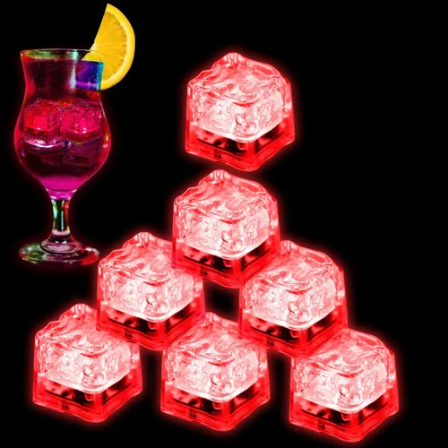 Miniatura 10 de Cubos de hielo iluminados para bebidas, 48 cubos de hielo LED azules activados por líquidos, que brillan en la oscuridad, cubos de hielo