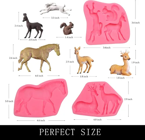 Miniatura 2 de Moldes de silicona de chocolate, 3 paquetes de moldes de fondant de animales Sika para decoración de pasteles con temática de animales del bosque, 3