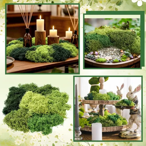 Miniatura 7 de Suncalla Musgo verde artificial de 6 colores para manualidades, 43.32 onzas, musgo sintético para plantas en maceta, para interiores, a granel, gran