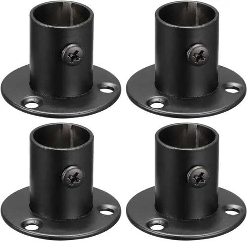 uxcell Soporte de barra de acero inoxidable de 0.77 pulgadas de diámetro para cortina de armario de baño, juego de 4, color negro