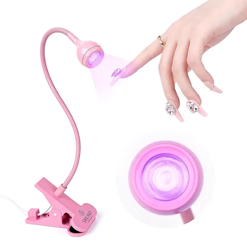 Miniatura 11 de SAVILAND Lámpara de uñas LED UV – Mini lámpara de uñas LED para uñas de gel con clip de sujeción, luz LED giratoria para uñas para curar esmalte