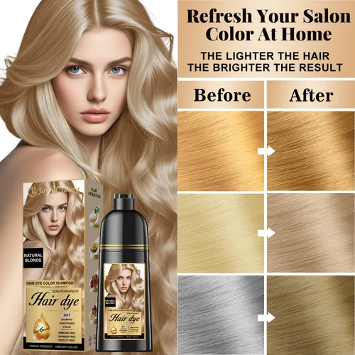 Miniatura 3 de Joyful Young Champú para teñir el cabello natural 3 EN 1, color de cabello para cobertura de canas, champú para teñir el cabello para mujeres