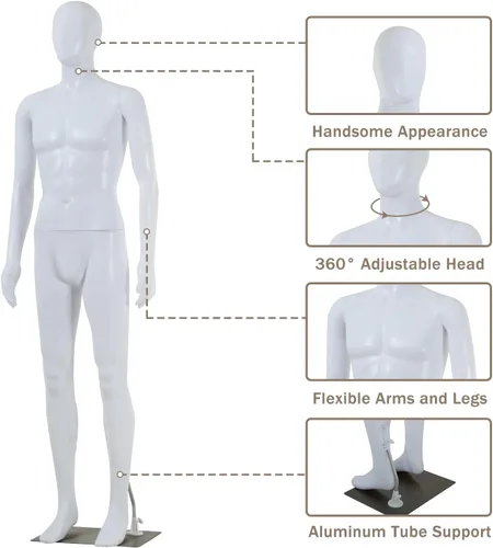 Miniatura 3 de Maniquí, maniquí de cuerpo completo, maniquí masculino de cuerpo completo con ajustable desmontable posable, maniquí de cuerpo completo con base